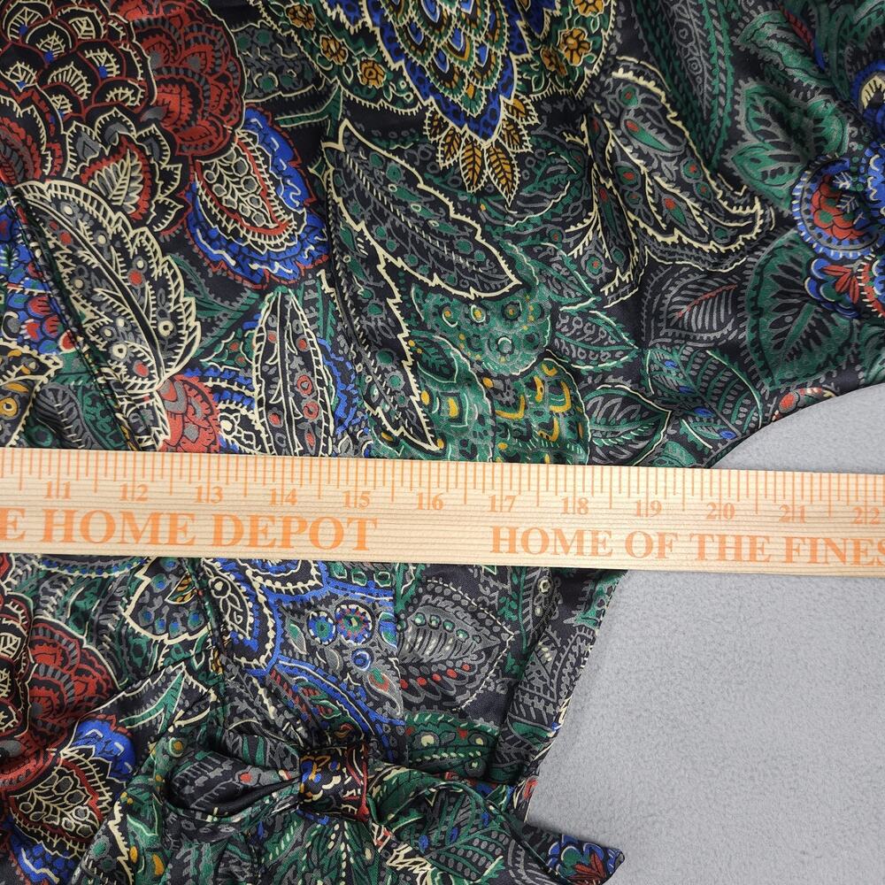 Vintage VIRGO II Wrap Dress Womens 14 Floral Print Metallic Sheen Midi Artsy USA - Picture 15 of 16